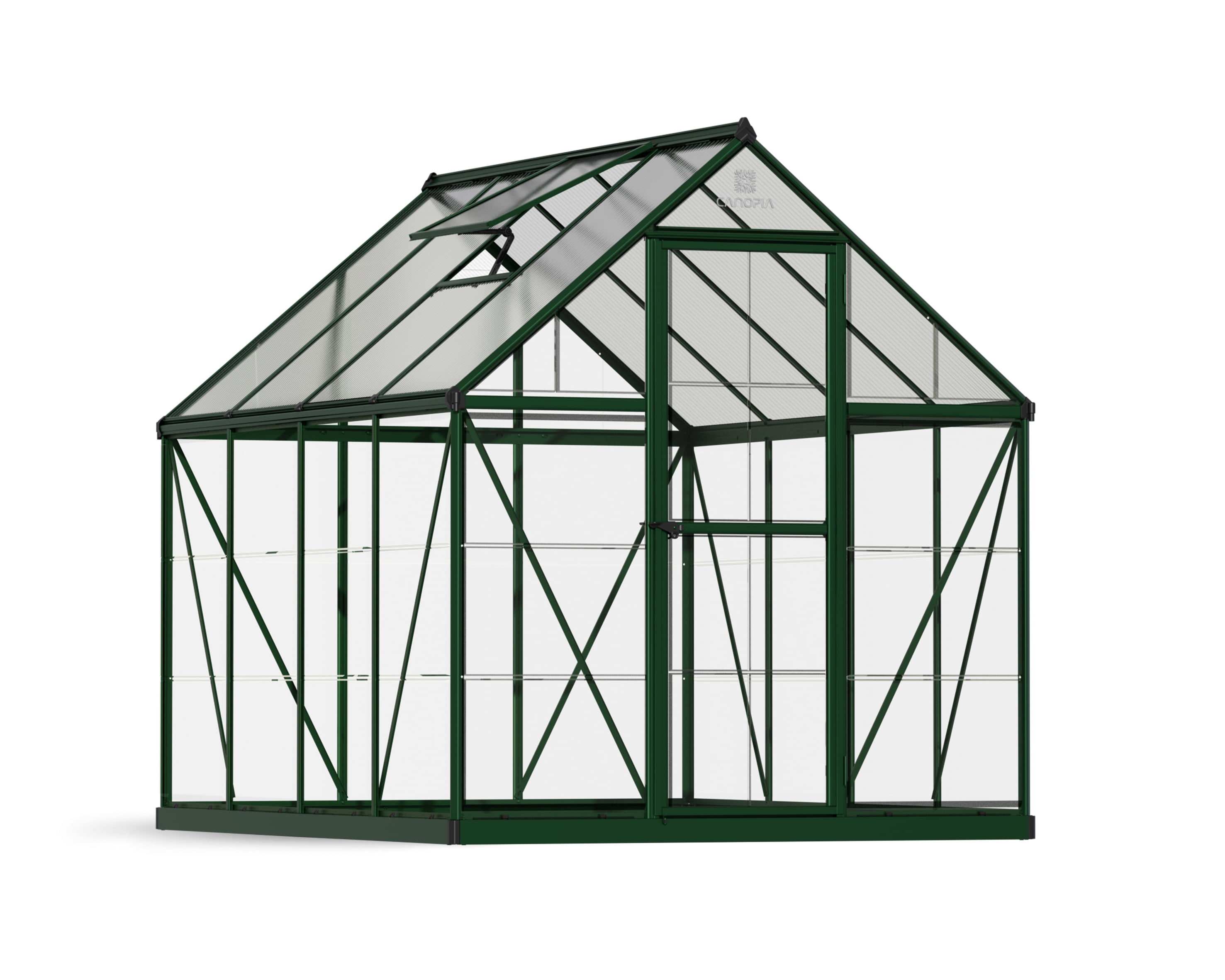 Hybrid Green Polycarbonate and Aluminum Walk-In Greenhouse