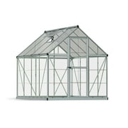 Palram - Canopia Hybrid 6 x 8 Polycarbonate/Aluminum Walk-In Greenhouse   Silver - with Roof Vent