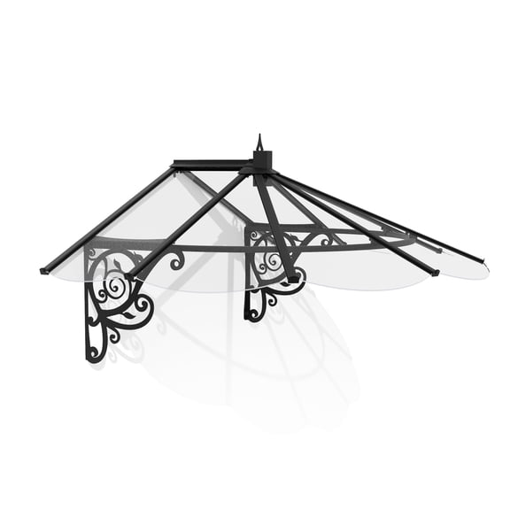 Palram - Canopia Lily 2130 7' x 3' Acrylic/Galvanized Steel Awning - Black/Clear