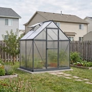 Palram - Canopia Mythos 6 x 4 Polycarbonate/Aluminum Walk-In Greenhouse   Gray - with Roof Vent