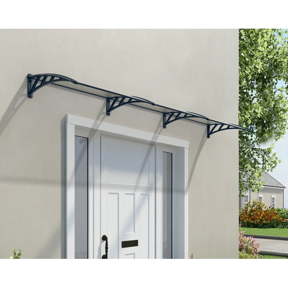 Palram - Canopia Neo 3540 12' x 3' Gray/Clear Stationary Door Awning