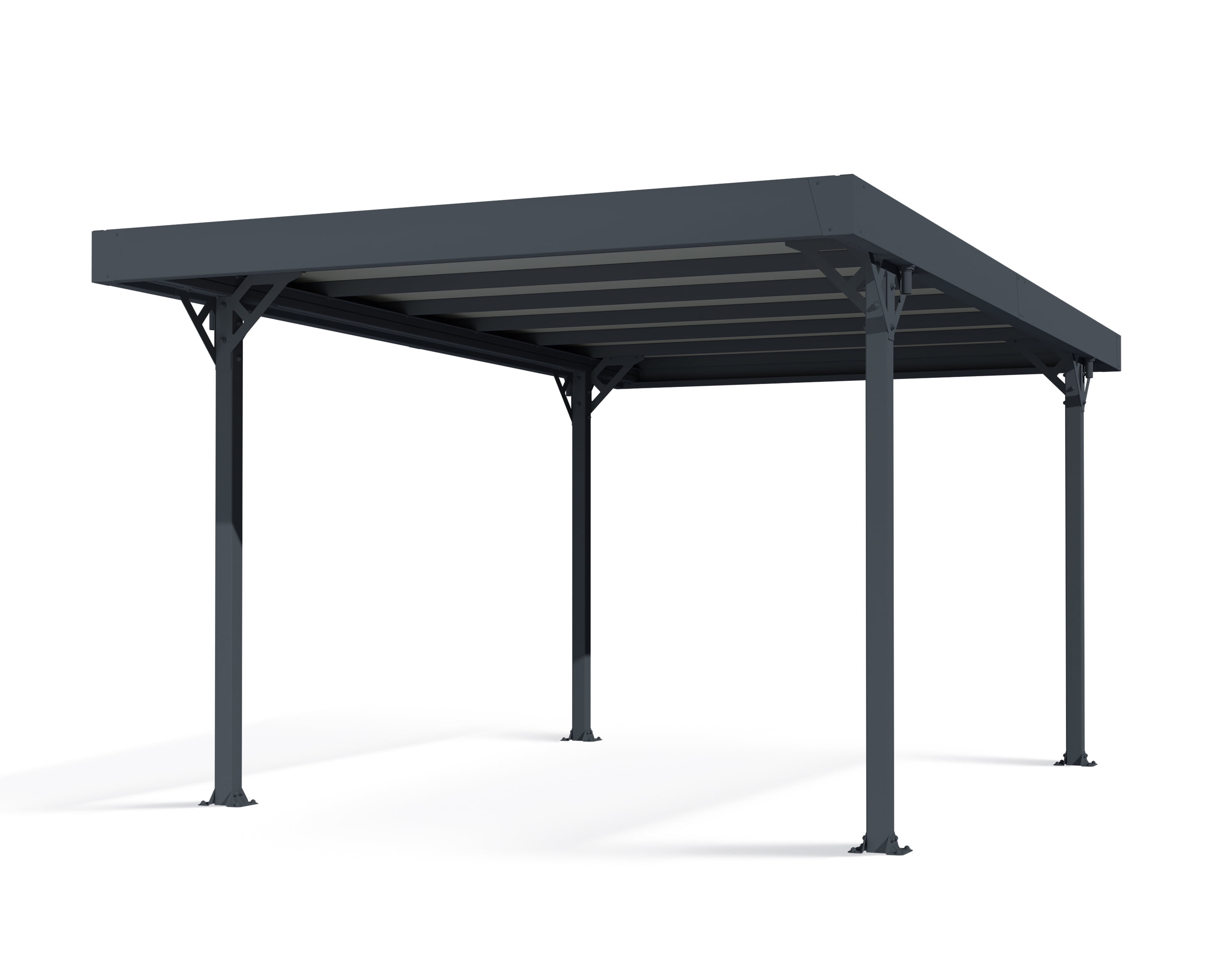 Gray 10' x 16' Aluminum and Polycarbonate Carport Kit