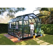 Palram - Canopia Prestige 8 x 12 Clear Walk-In Greenhouse - Green - with Accessories Package