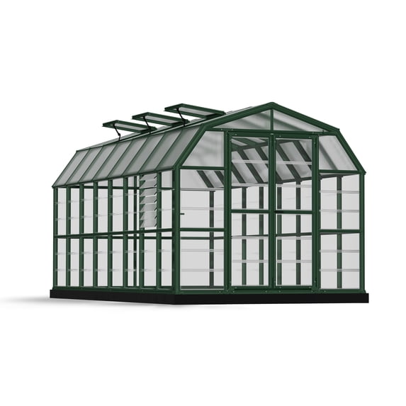 Palram - Canopia Prestige 8' x 16' Clear Walk-In Greenhouse - Green - with Accessories Package