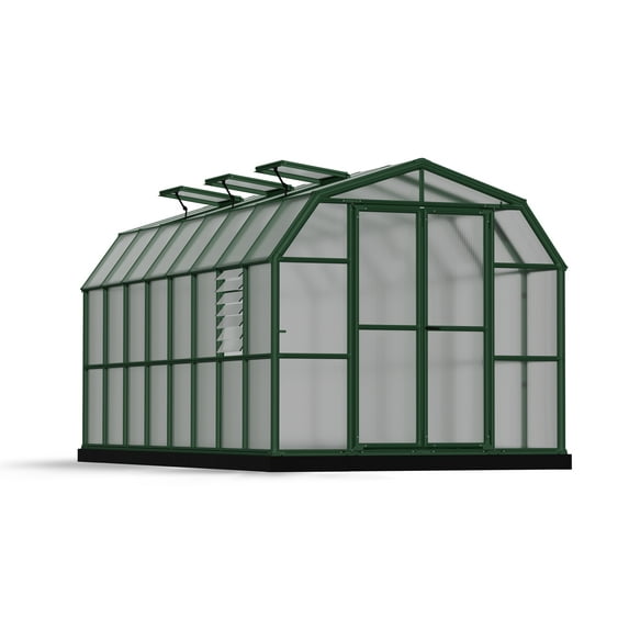 Palram - Canopia Prestige 8' x 16' Twin-Wall Walk-In Greenhouse - Green - with Accessories Package