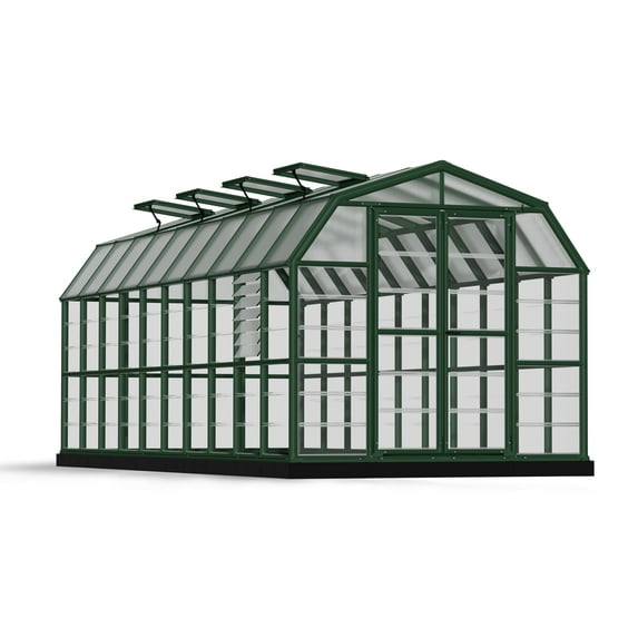 Palram - Canopia Prestige 8' x 20' Clear Walk-In Greenhouse - Green - with Accessories Package