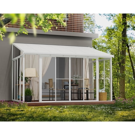 Palram - Canopia SanRemo 10' x 14' Patio Enclosure - White with Screen Doors