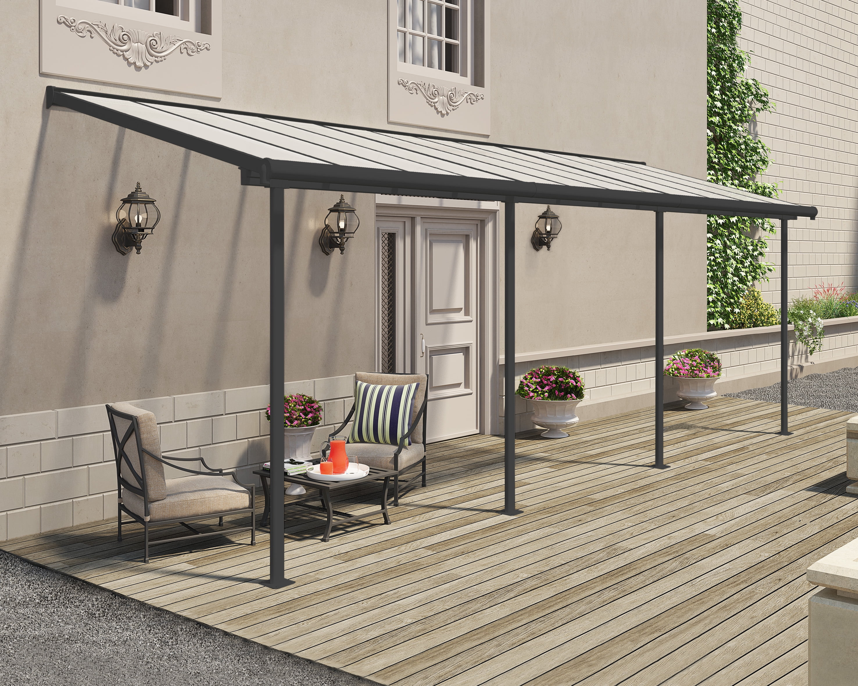 Palram - Canopia Sierra 7.5' x 22.5' Patio Cover - Gray/Clear