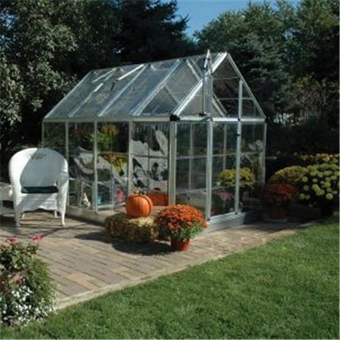 Silver Aluminum and Polycarbonate 6' x 16' Walk-In Greenhouse