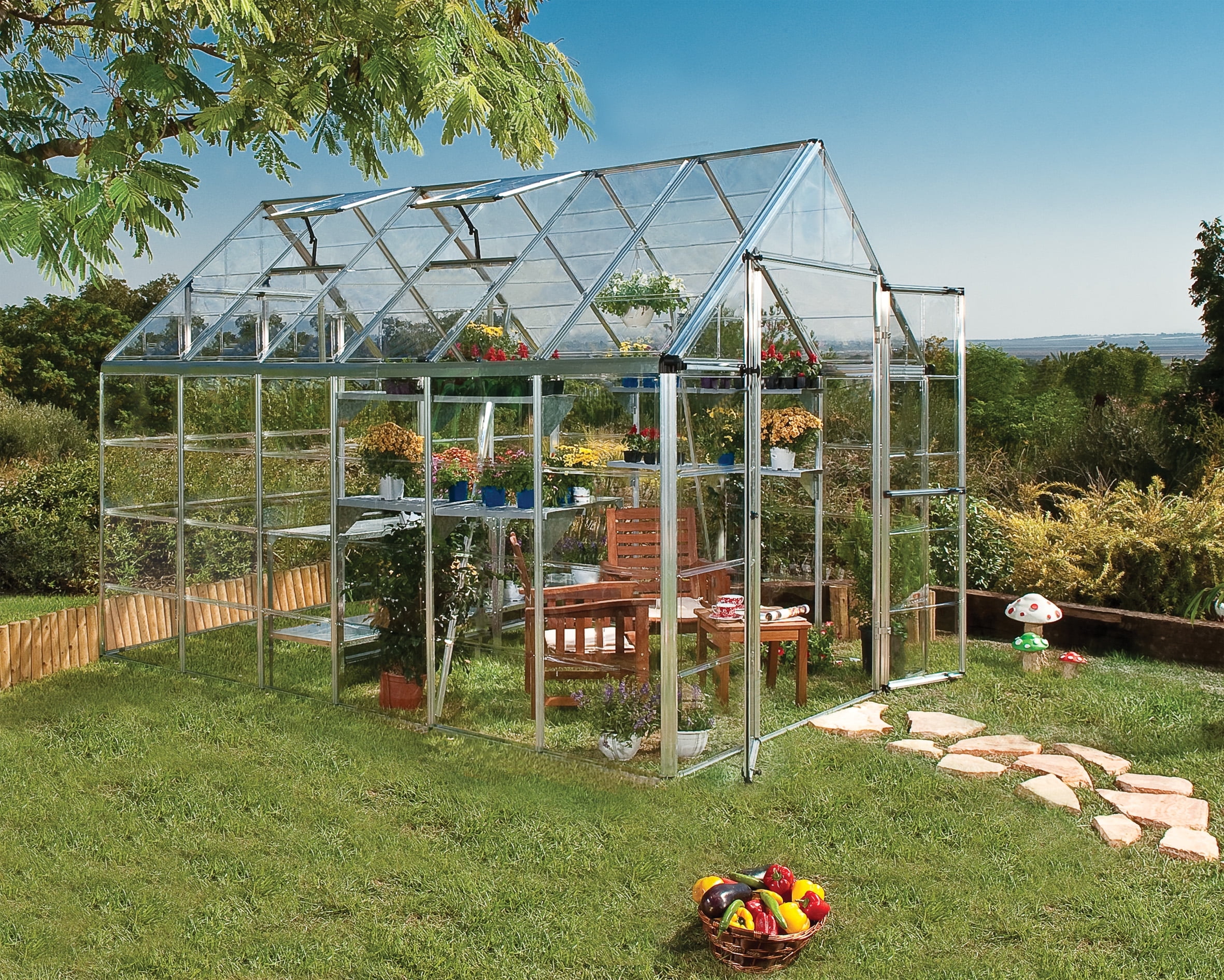 Snap & Grow 8' x 12' Silver Polycarbonate Aluminum Greenhouse