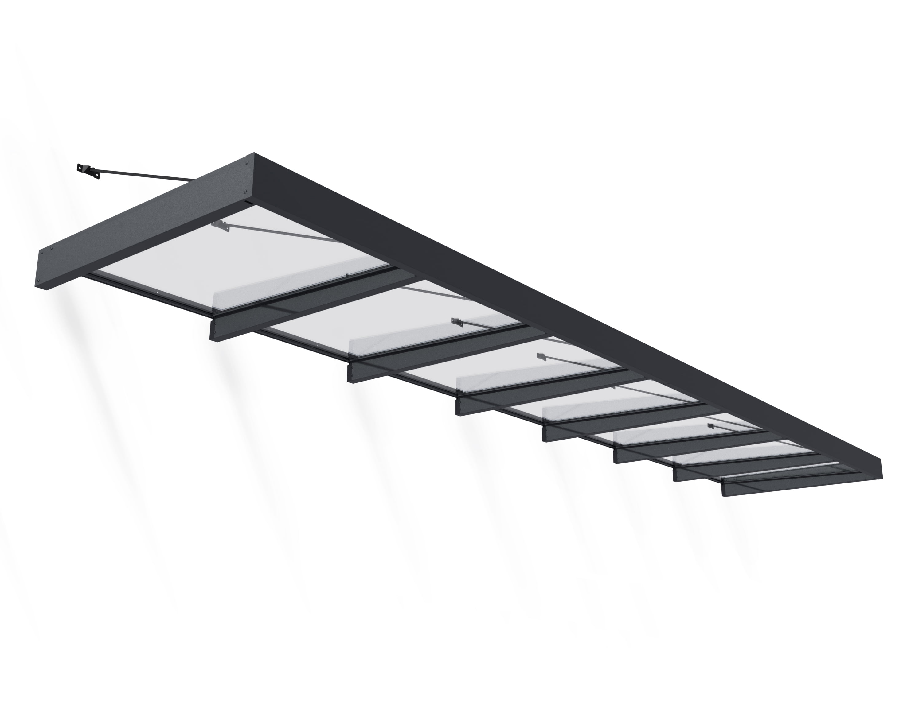 Sophia XL 22' x 5' Gray Aluminum and Clear Acrylic Door Awning