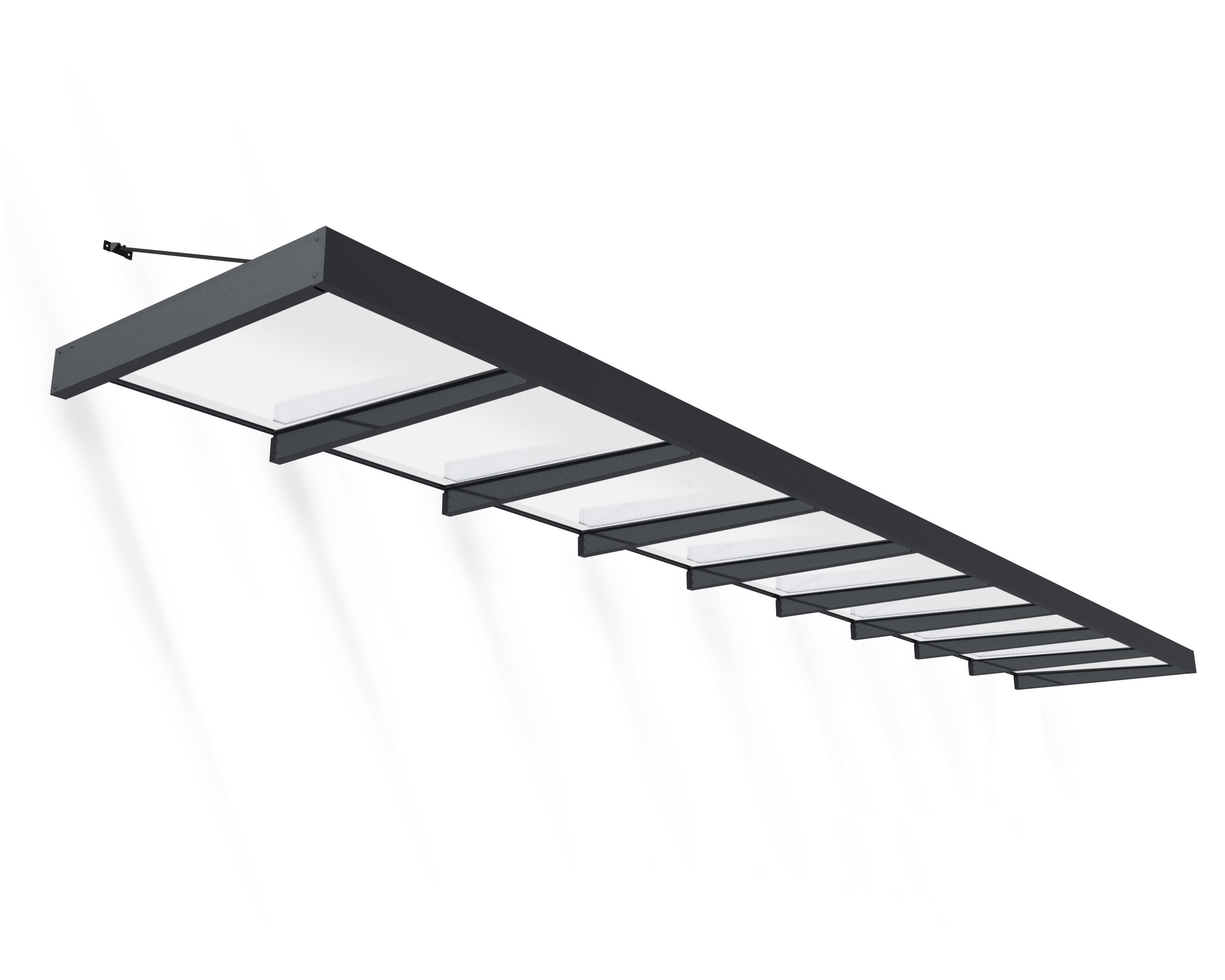 Sophia XL 28 ft Gray Aluminum and Acrylic Door Awning