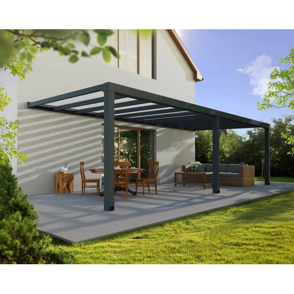 Palram - Canopia Stockholm 11' x 27' Polycarbonate/Aluminum Patio Cover - Gray/Clear