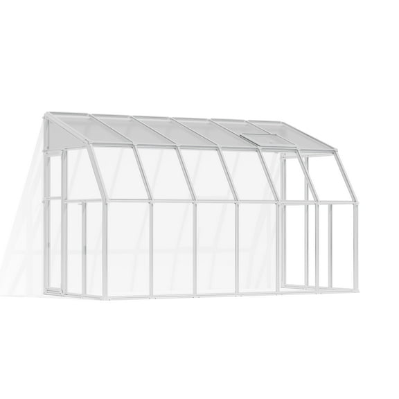 Palram - Canopia Sun Room 6' x 12' Polycarbonate Walk-In Greenhouse - White - with Roof Vent