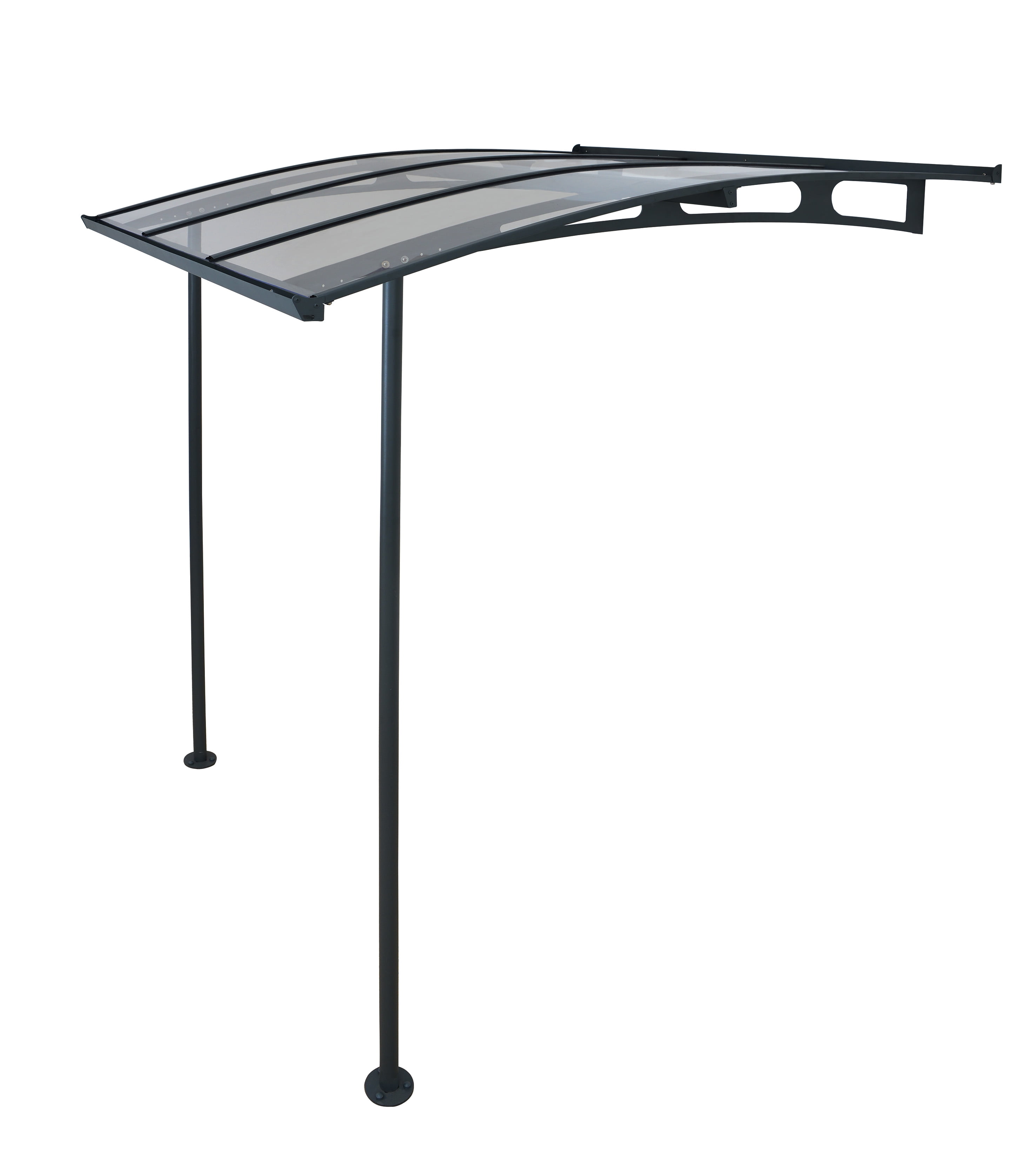 Vega 7' x 7' Gray Acrylic and Steel Door Awning