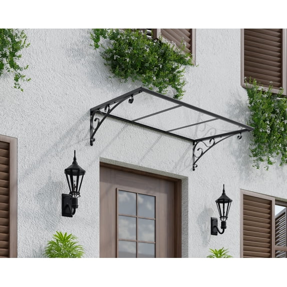 Palram - Canopia Venus 1350 4' x 3' Polycarbonate/Aluminum Awning - Gray/Clear