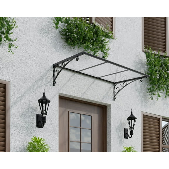 Palram - Canopia Venus 1350 4' x 3' Polycarbonate/Aluminum Awning - Gray/Clear