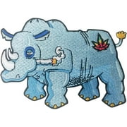 Pals Happy Stoned Rhinoceros - Iron On Embroidered Patch Applique