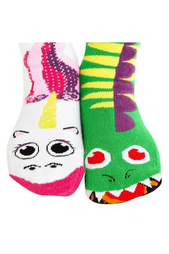 Ladybug and Caterpillar, Dolphin and Fish, Cow and Pig - Toddler Sock Set - Sunny Sidekicks Mismatched Friends 3-Pack