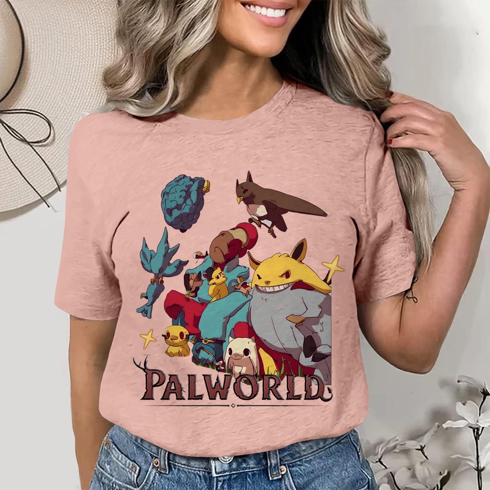 Palworld Merch Womens Palworld Graphic Tee T Shirts Palworld Cosplay