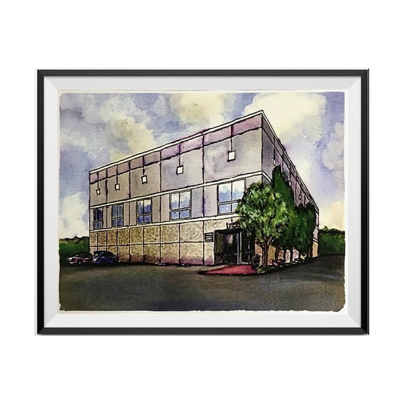Pam Beesly Office Building Watercolor Poster  16" x 20"  Workplace Gift Art