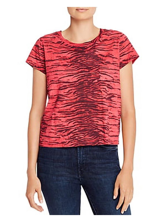 RED Tiger Print Cropped Tee, US Petite