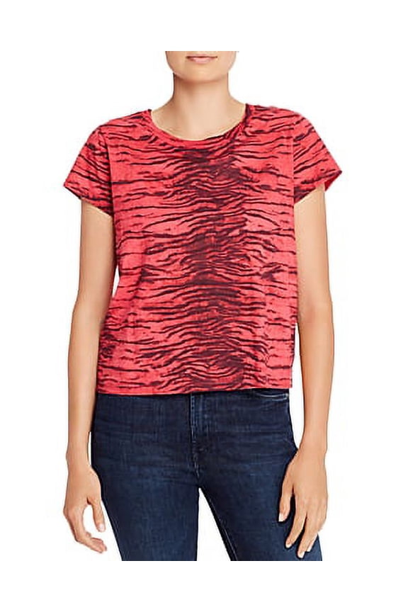 RED Tiger Print Cropped Tee, US Petite