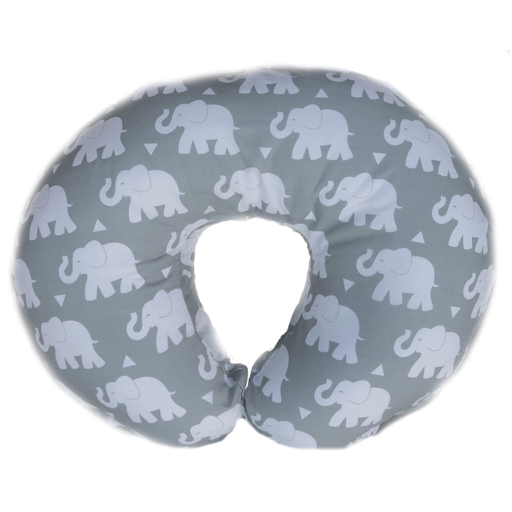 Boppy Nursing Pillow Cover Premium, Gray Elephants Plaid