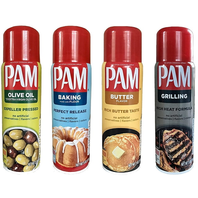 Pam NoStick Cooking Spray Variety Set Extra Virgin Olive Oil, Butter