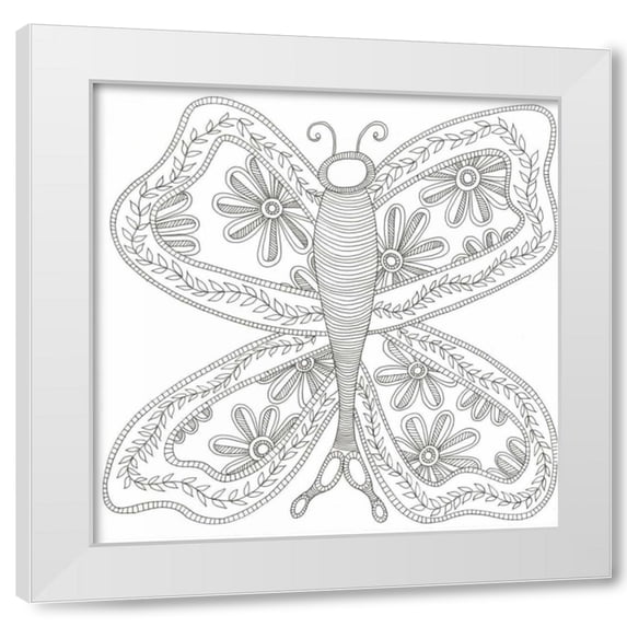 Pam Varacek 4x14 White Modern Wood Framed Wall Art Titled - Herbal Butterfly