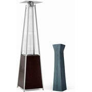 Pamapic 42000 BTU Pyramid Patio Heater, 87” Tall Propane Patio Heater with Wheels & Cover for Outdoor Backyard Pool Use, Bronze