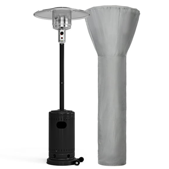 Pamapic 48,000 BTU Outdoor Propane Heater, Freestanding Patio Heaters with Wheels & Cover for Outdoor Backyard Garden Use, Black