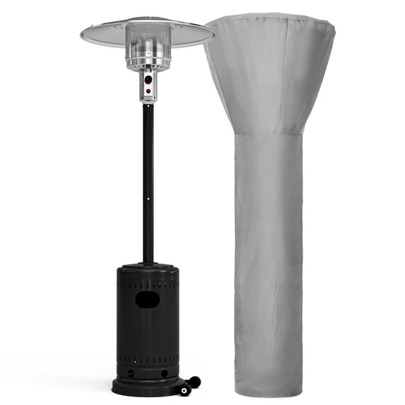 Pamapic 48,000 BTU Outdoor Propane Heater, Freestanding Patio Heaters with Wheels & Cover for Outdoor Backyard Garden Use, Black