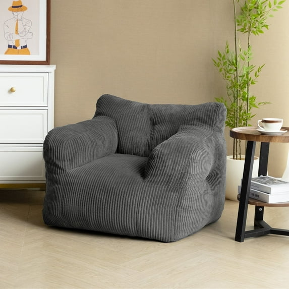 Pamapic Bean Bag Chair with Corduroy Cover and Armrests, Lazy Sofa for Living Room