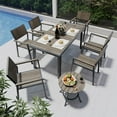 thumbnail image 1 of Pamapic 8-Piece Aluminum Outdoor Dining Set with Umbrella Hole and Small Side Table, Black, 1 of 7