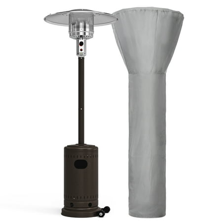 Pamapic 48,000 BTU Outdoor Propane Heater, Freestanding Patio Heaters with Wheels & Cover for Outdoor Backyard Garden Use, Bronze