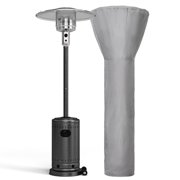 Pamapic 48,000 BTU Outdoor Propane Heater, Freestanding Patio Heaters with Wheels & Cover for Outdoor Backyard Garden Use, Silver