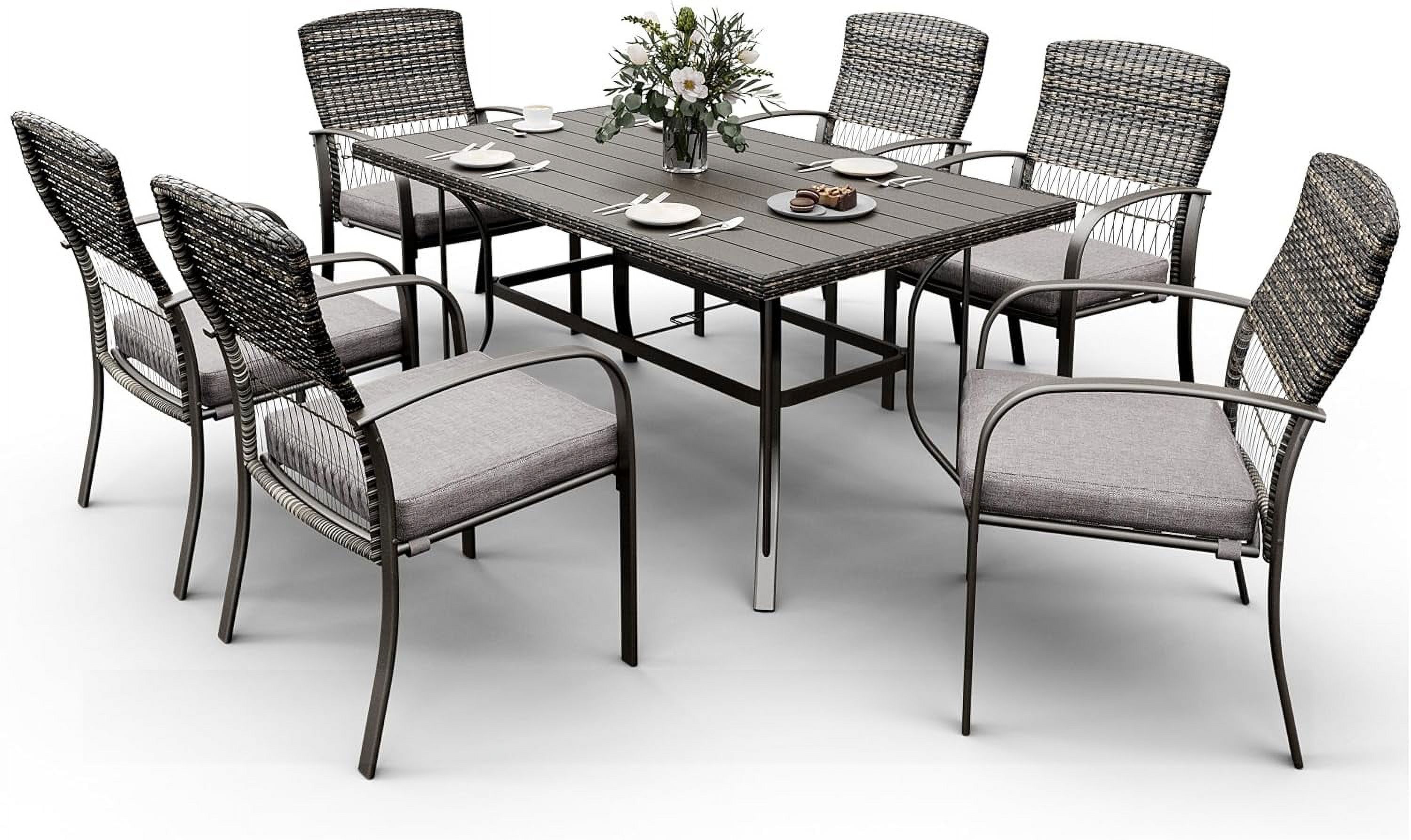 Pamapic Patio Table and Chairs Set, AllWeather Rattan Outdoor Table
