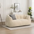 thumbnail image 1 of PamapicLife Double Seater Teddy Fabric Foam Filled Bean Bag Chair for Living Room, White, 1 of 8