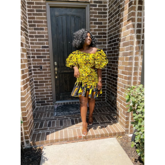 Pamela African Short  Puff Hand Dress.