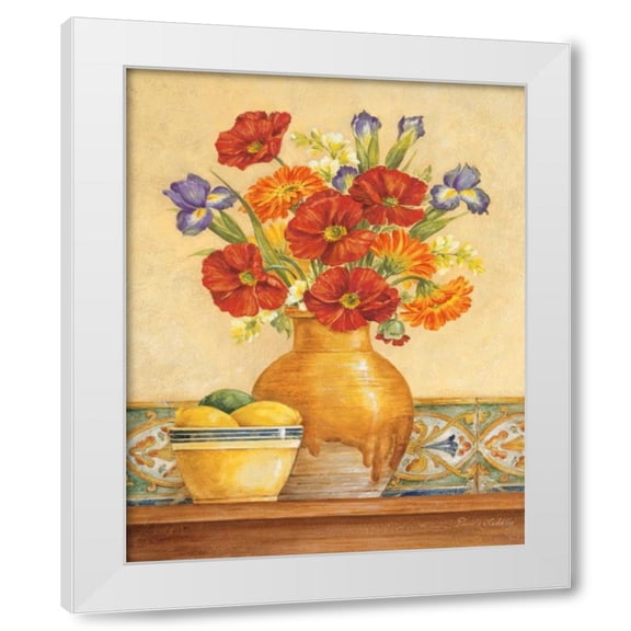 Pamela Gladding 12x14 White Modern Wood Framed Wall Art Titled - Salsa Poppies