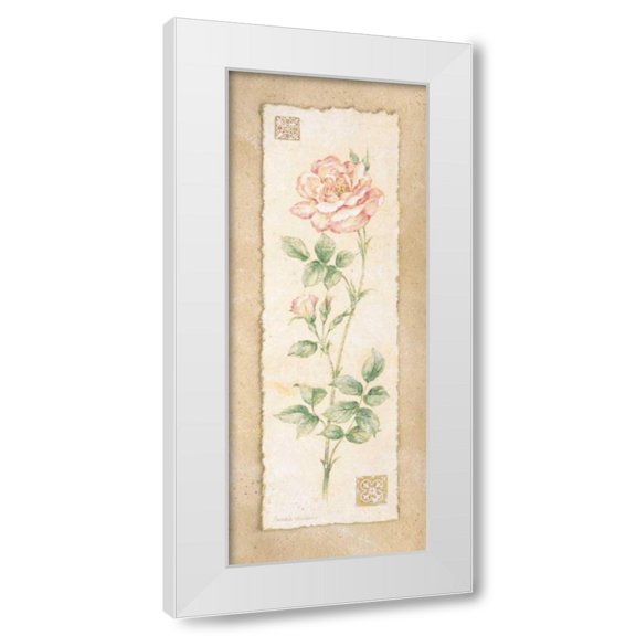 Pamela Gladding 15x32 White Modern Wood Framed Wall Art Titled - Rose