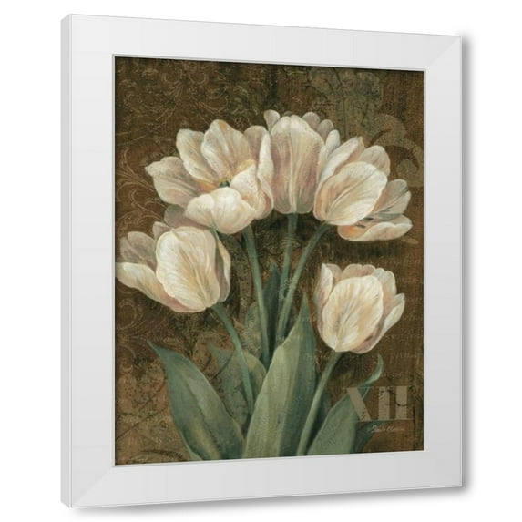 Pamela Gladding 19x24 White Modern Wood Framed Wall Art Titled - Petit Jardin Tulips