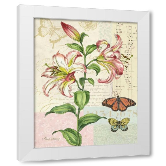 Pamela Gladding 20x24 White Modern Wood Framed Wall Art Titled - Oripet Lily Collage