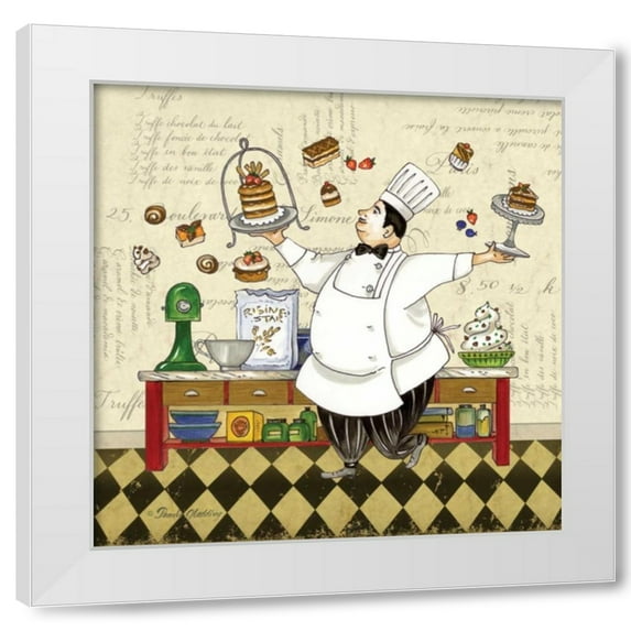Pamela Gladding 26x26 White Modern Wood Framed Wall Art Titled - Chef Pastry