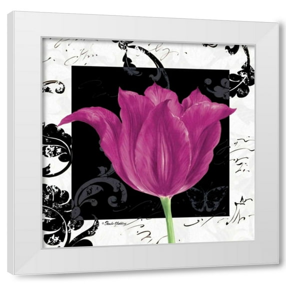 Pamela Gladding 26x26 White Modern Wood Framed Wall Art Titled - Damask Tulip IV