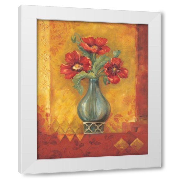 Pamela Gladding 26x32 White Modern Wood Framed Wall Art Titled - Pandoras Poppies