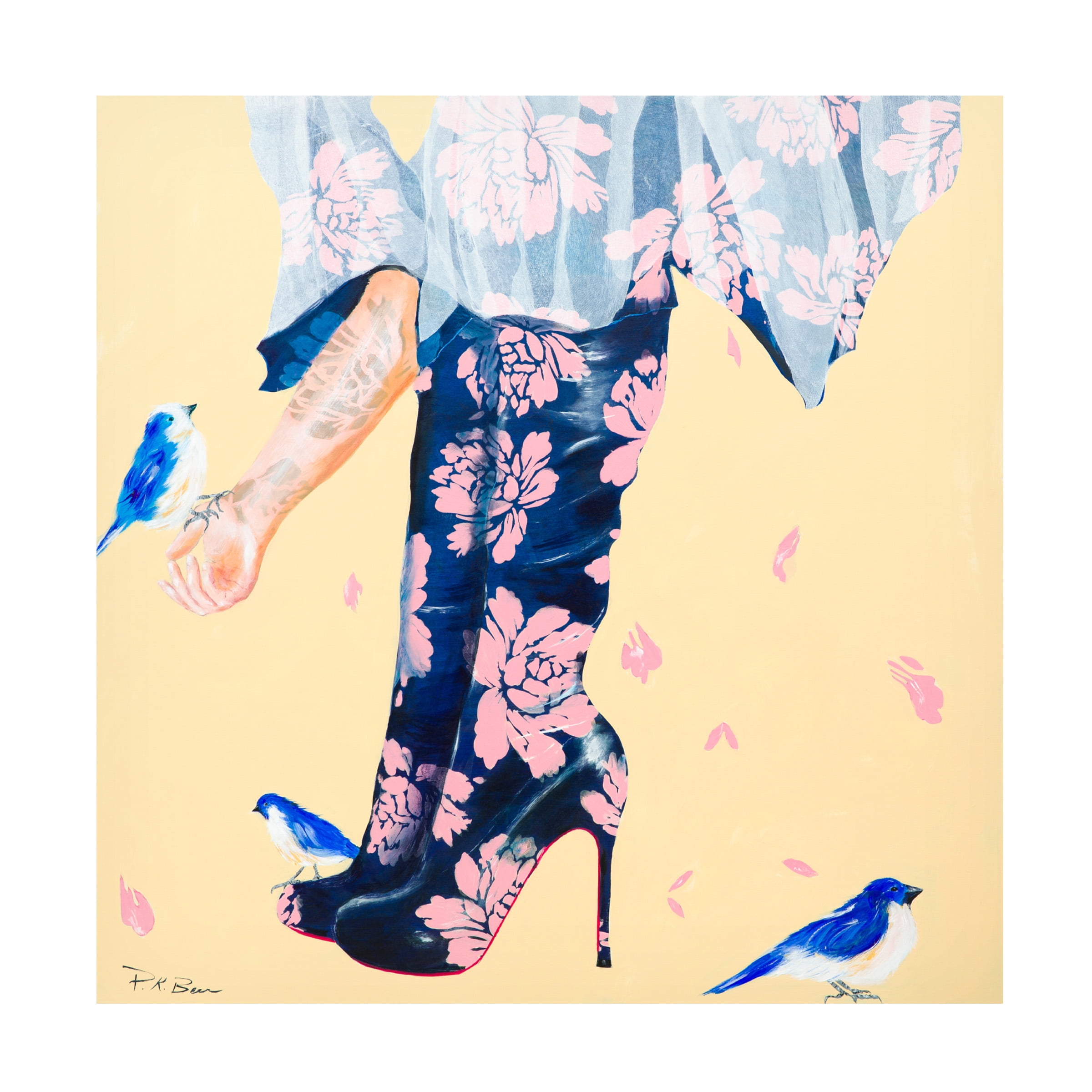 Pamela K. Beer 'Her Best Friends' Tan and Blue Canvas Art