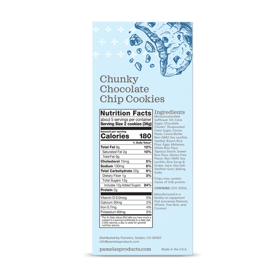 Pamela's Gluten-Free Cookies, Chunky Chocolate Chip, 6.25 oz Box (Pack of 6)