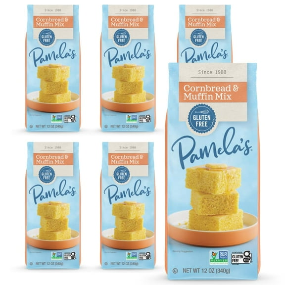 Pamela's Gluten Free Cornbread GGA1 & Muffin Mix, Organic Corn, 12 Ounce Bag (Pack of 6)